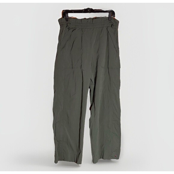 Athleta Trekkie Ripstop High Rise Parachute Pants 10P Olive Green Nylon Stretch - Picture 2 of 11
